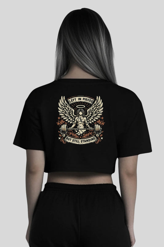 Rückansicht Angel Oversize Crop Top Black für Frauen