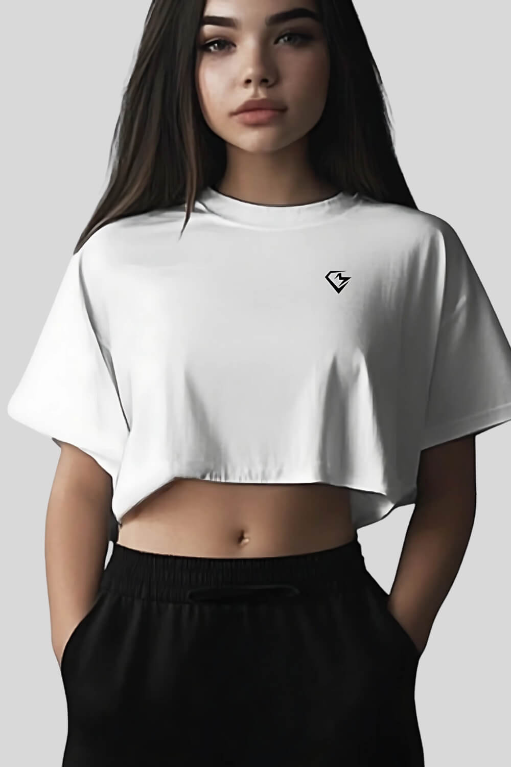 Frontansicht Angel Oversize Crop Top White für Frauen