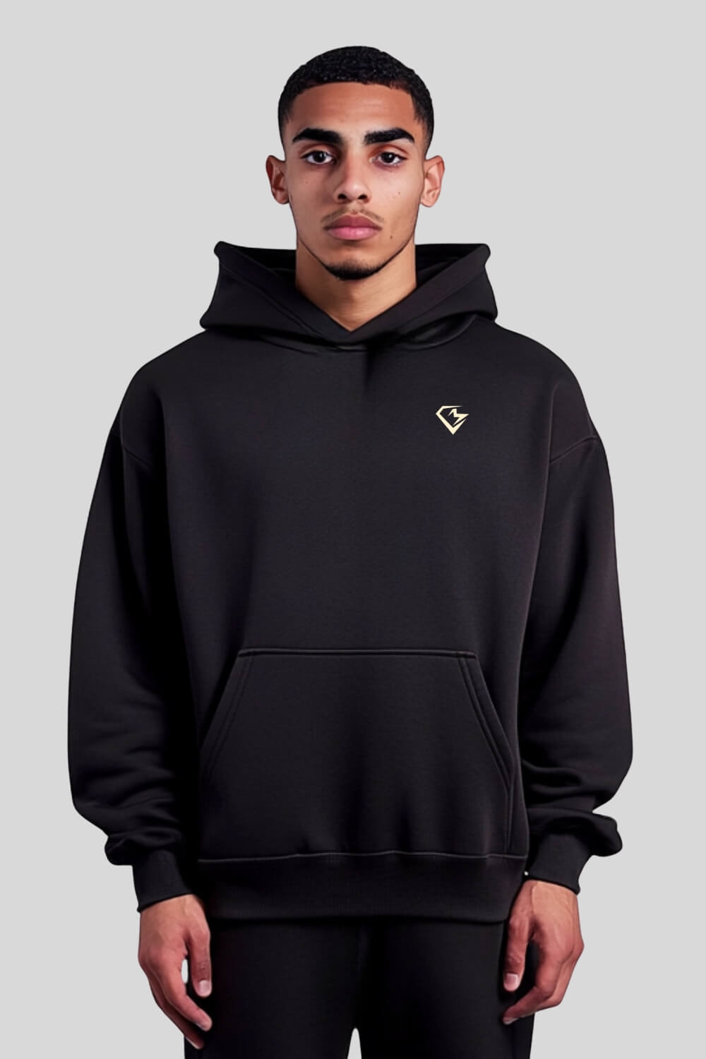 Frontansicht Angel Oversize Hoodie Black für Männer und Frauen