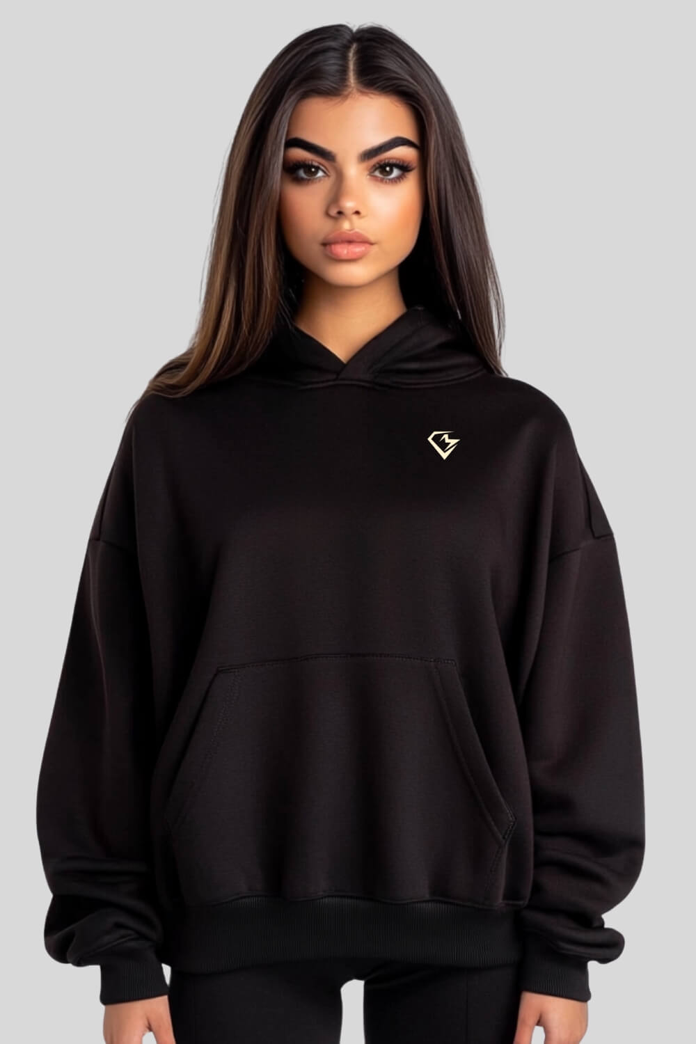 Front Angel Oversize Hoodie Black für Männer und Frauen