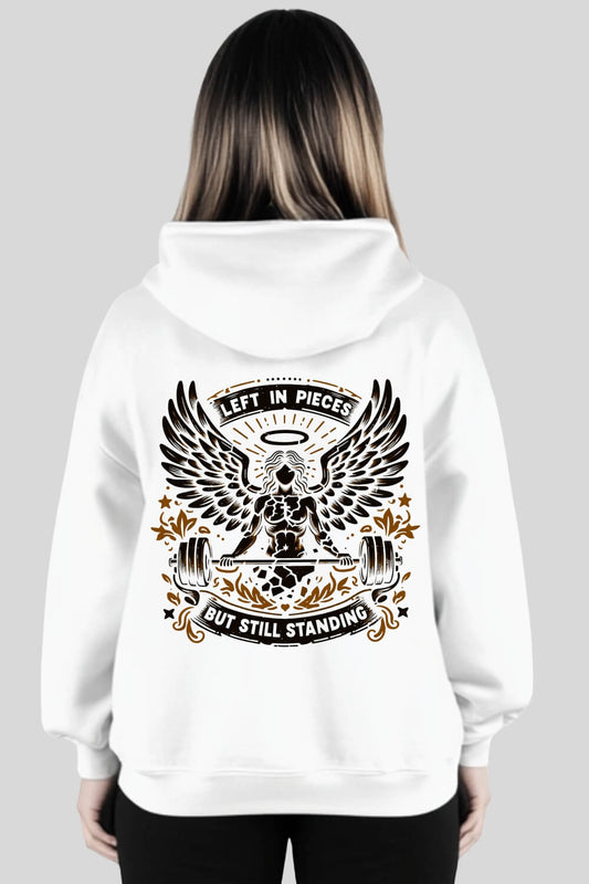 Back Angel Oversize Hoodie White für Männer und Frauen