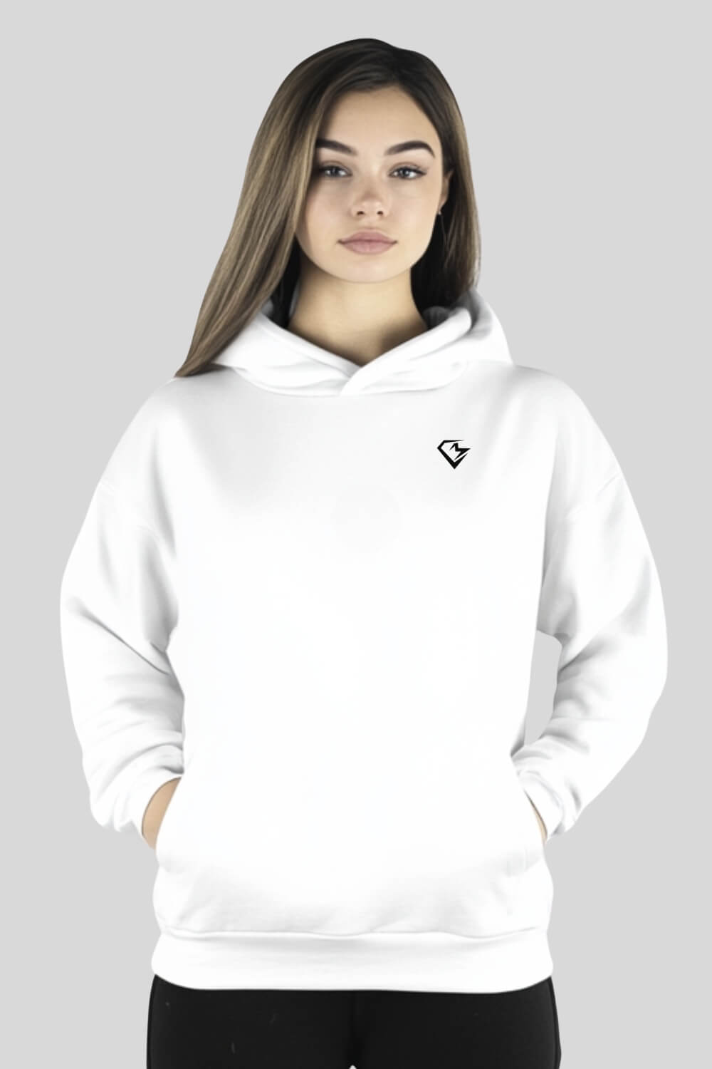 Front Angel Oversize Hoodie White für Männer und Frauen