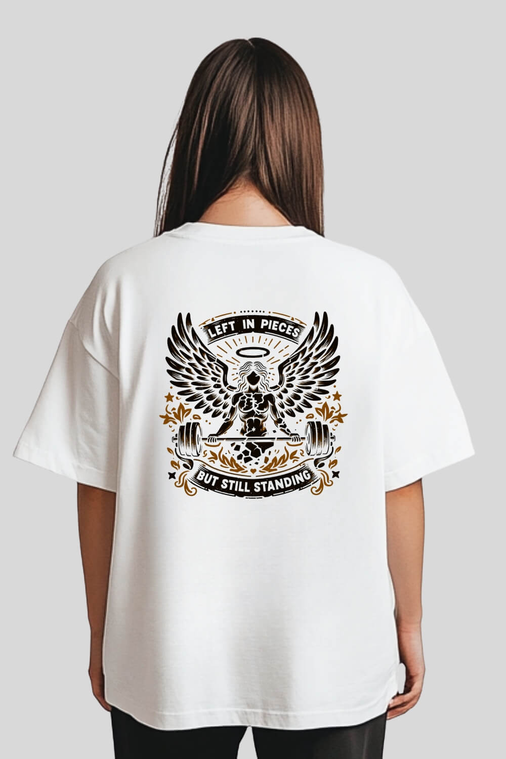 Back Angel Oversize T-Shirt White für Männer und Frauen