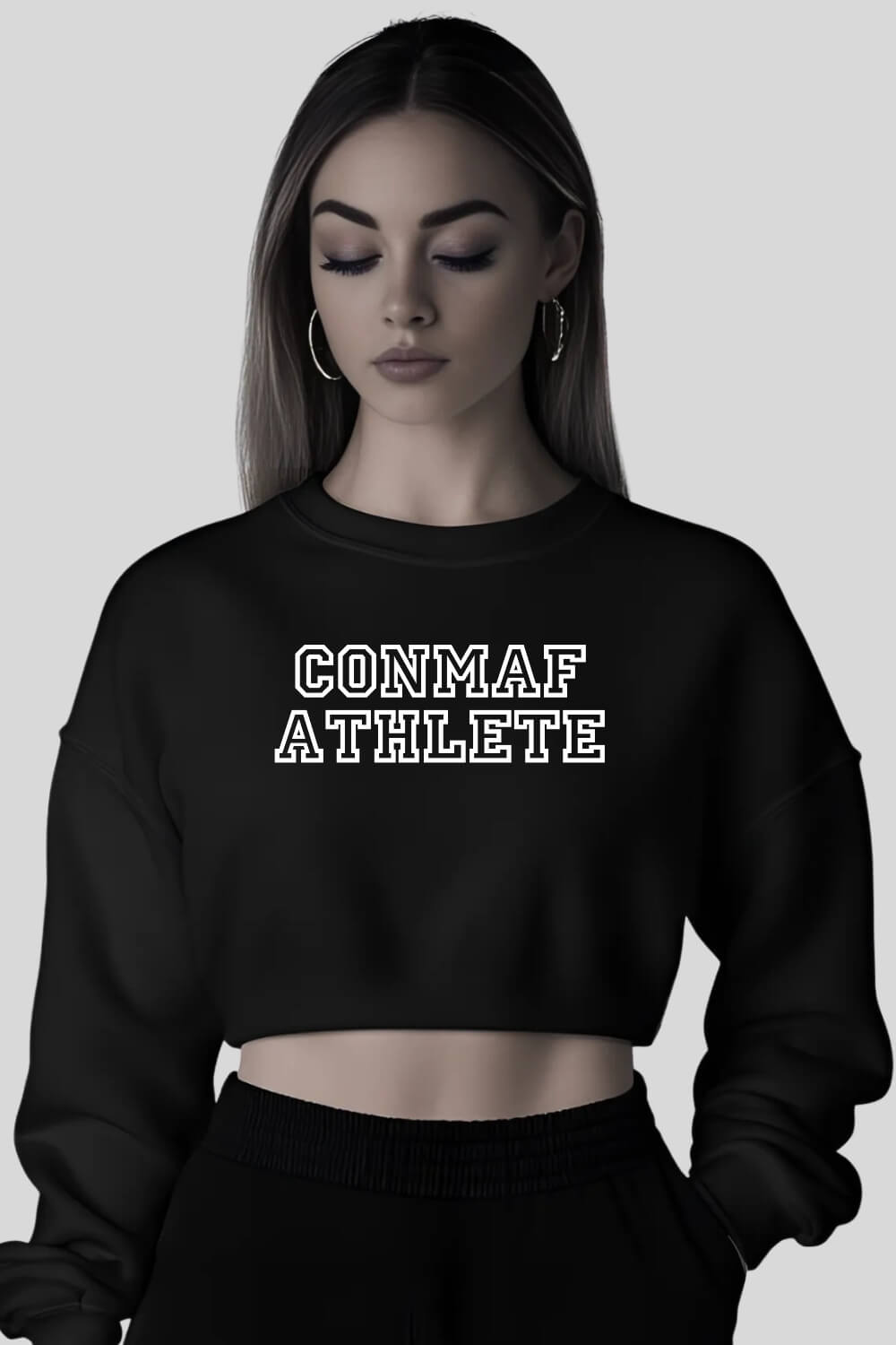 Frontansicht Athlete Crop Sweatshirt Black für Frauen