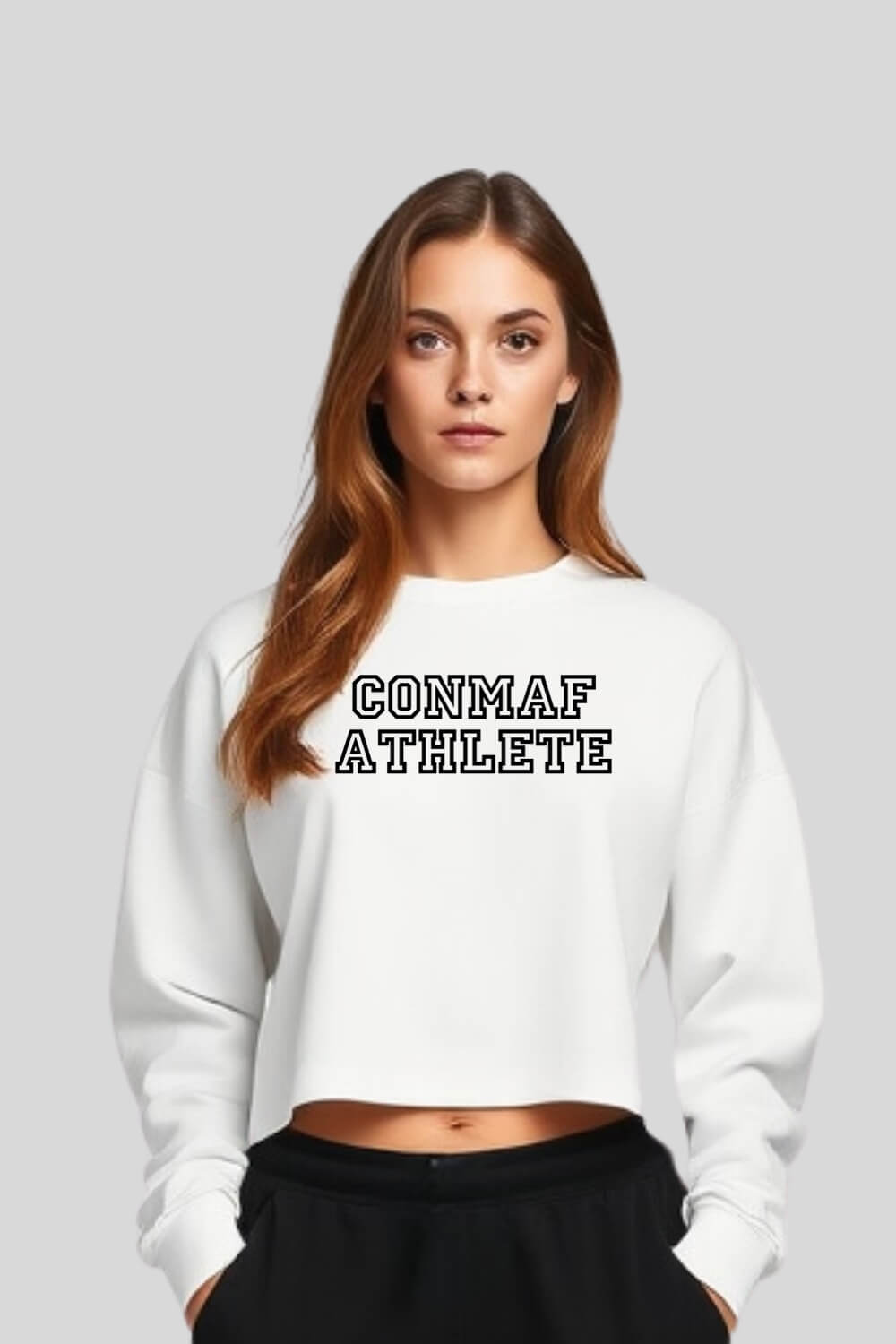 Frontansicht Athlete Crop Sweatshirt White für Frauen