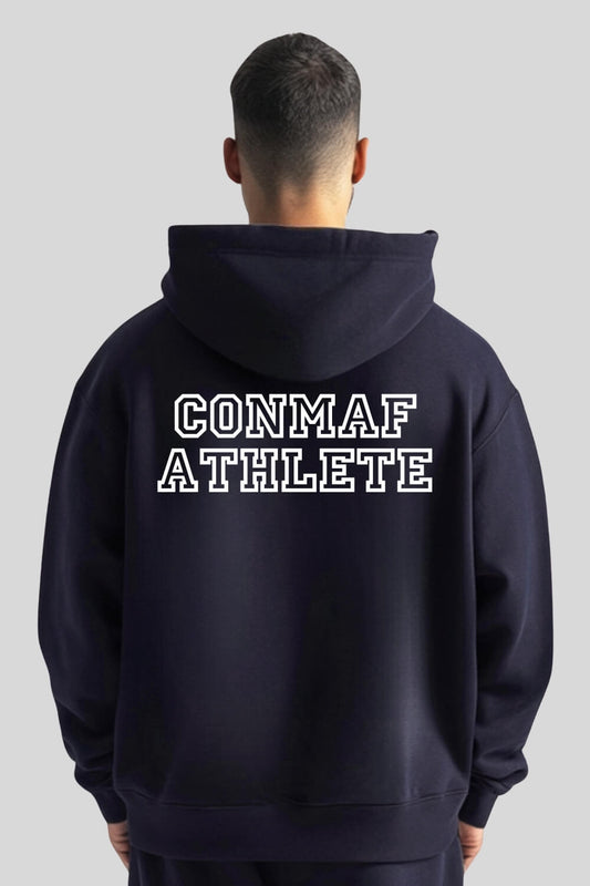 Rückansicht Athlete Oversize Hoodie Navy für Männer und Frauen