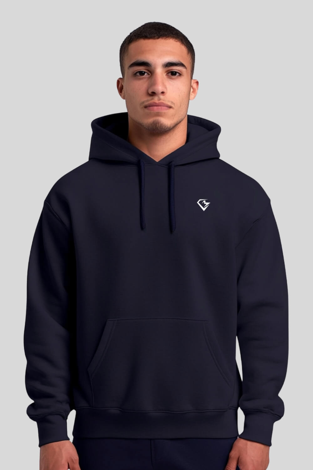 Frontansicht Athlete Oversize Hoodie Navy für Männer und Frauen