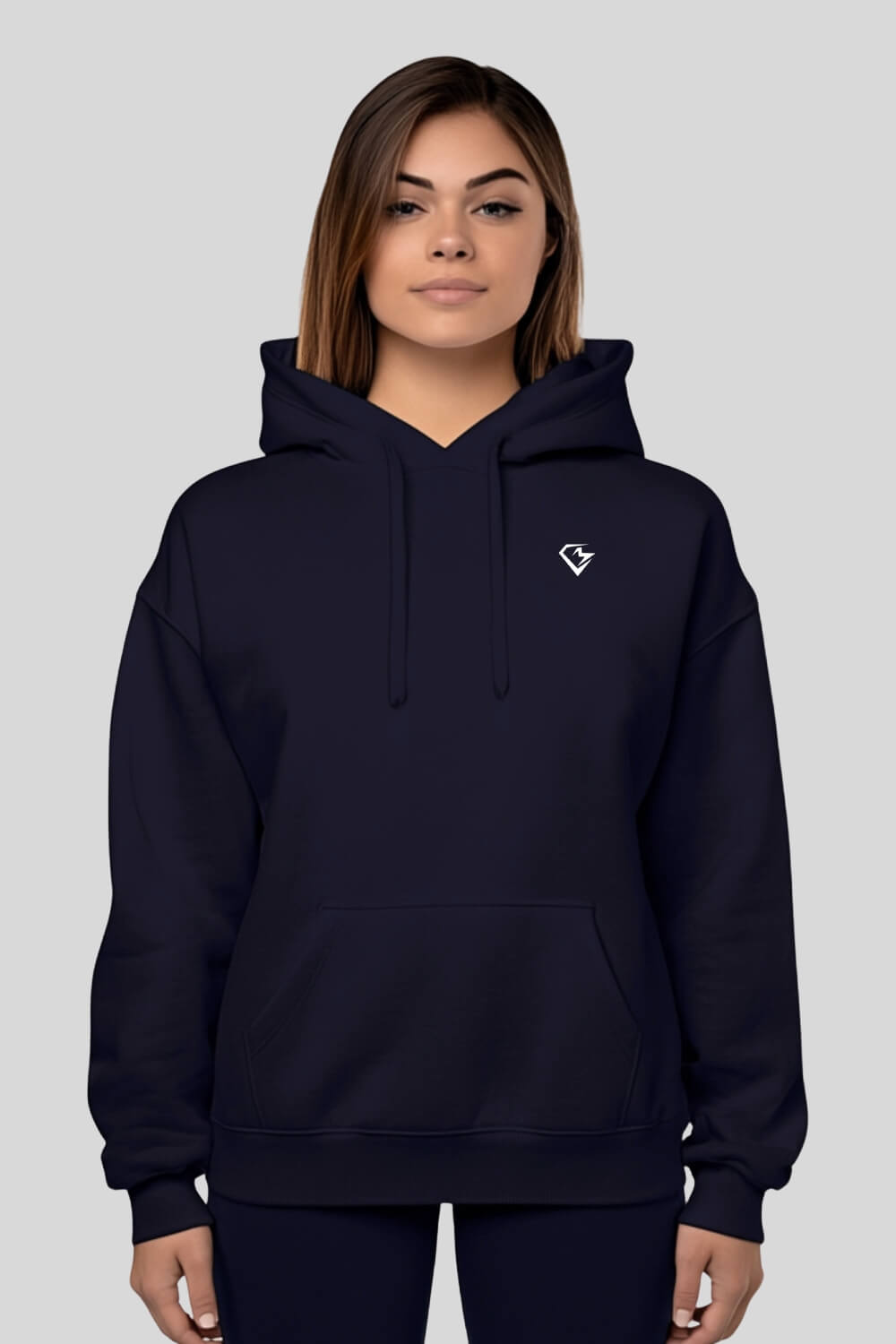 Front Athlete Oversize Hoodie Navy für Männer und Frauen