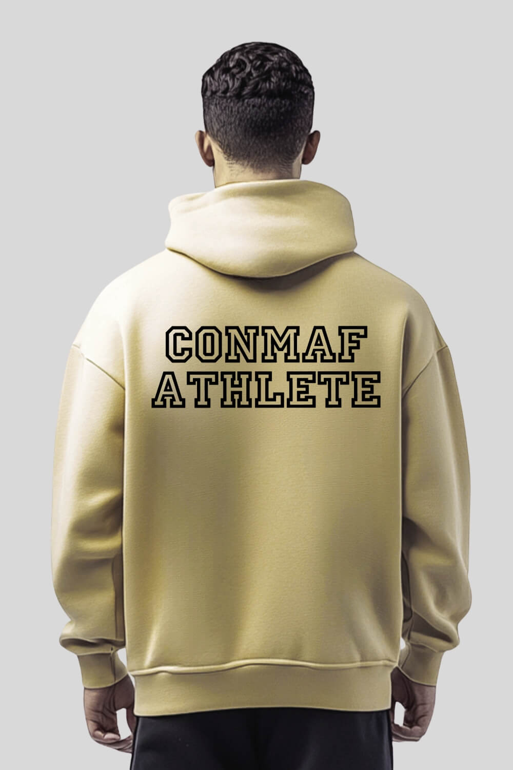 Rückansicht Athlete Oversize Hoodie Sand für Männer und Frauen