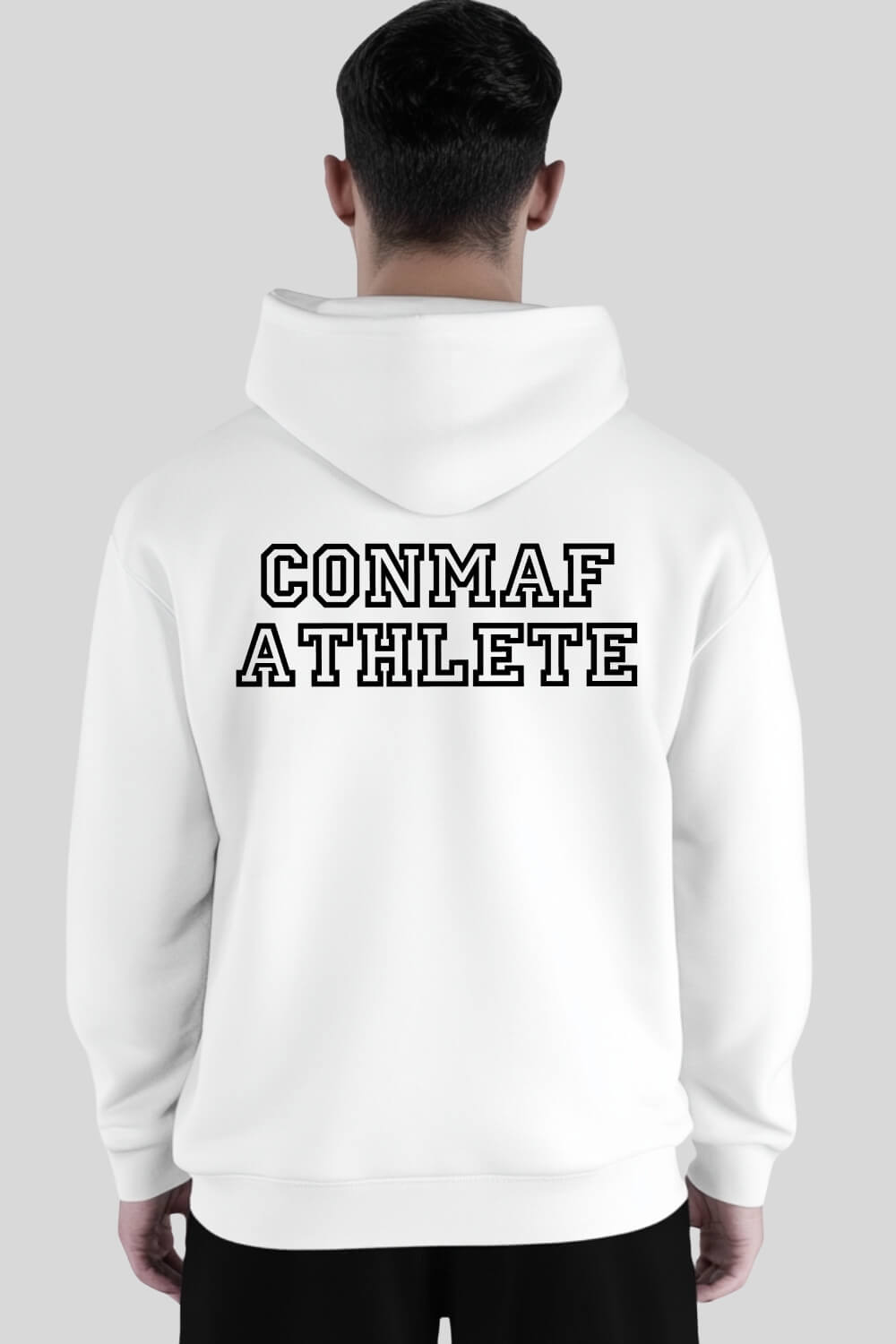 Rückansicht Athlete Oversize Hoodie White für Männer und Frauen