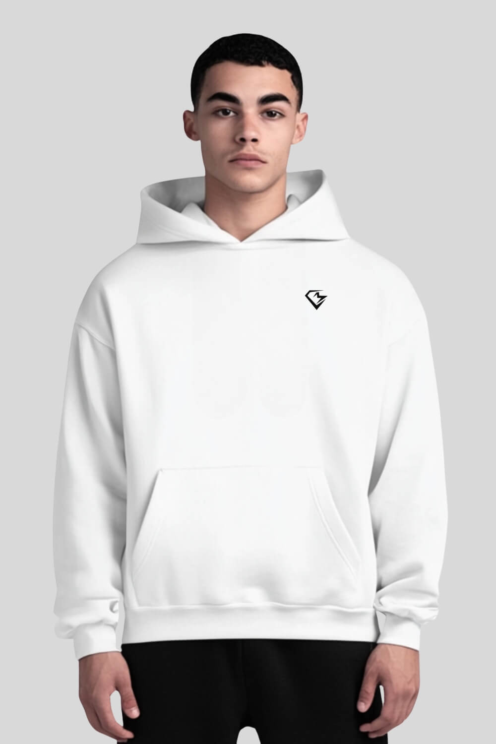 Frontansicht Athlete Oversize Hoodie White für Männer und Frauen