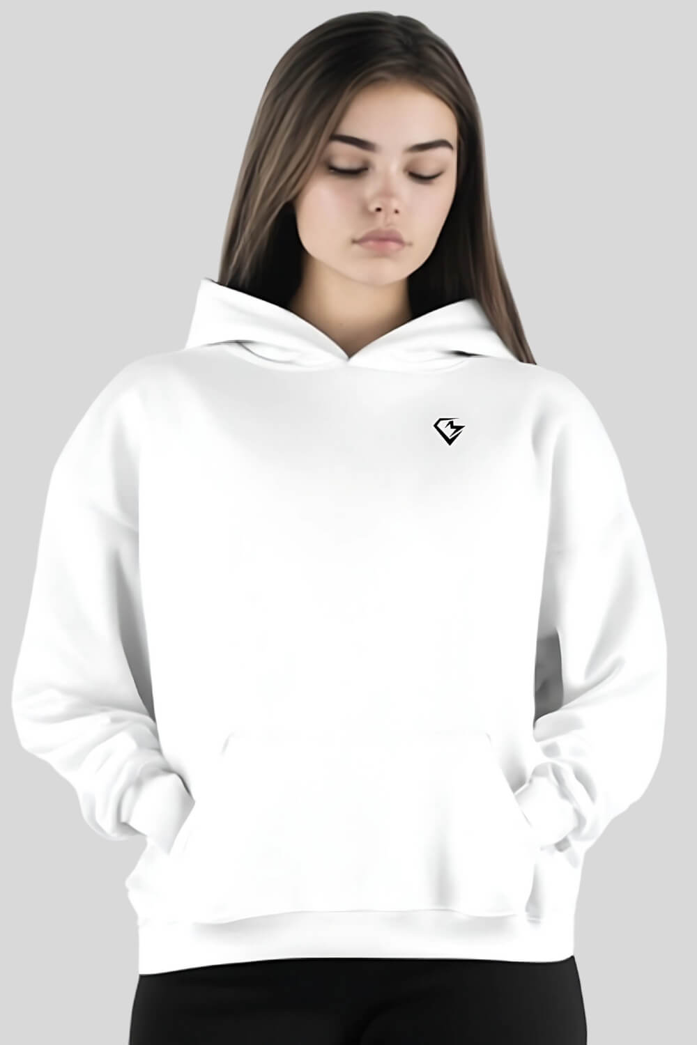 Front Athlete Oversize Hoodie White für Männer und Frauen