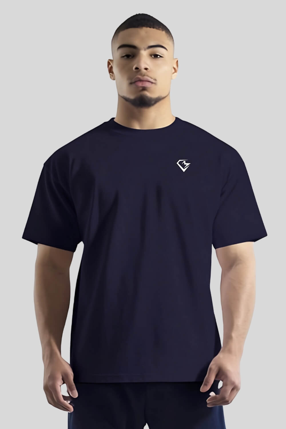 Frontansicht Athlete Oversize T-Shirt Navy für Männer und Frauen