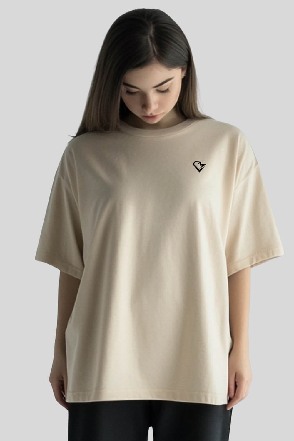 Front Athlete Oversize T-Shirt Sand für Männer und Frauen