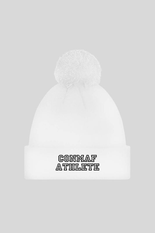 Frontansicht Athlete Pom Beanie White für Männer und Frauen