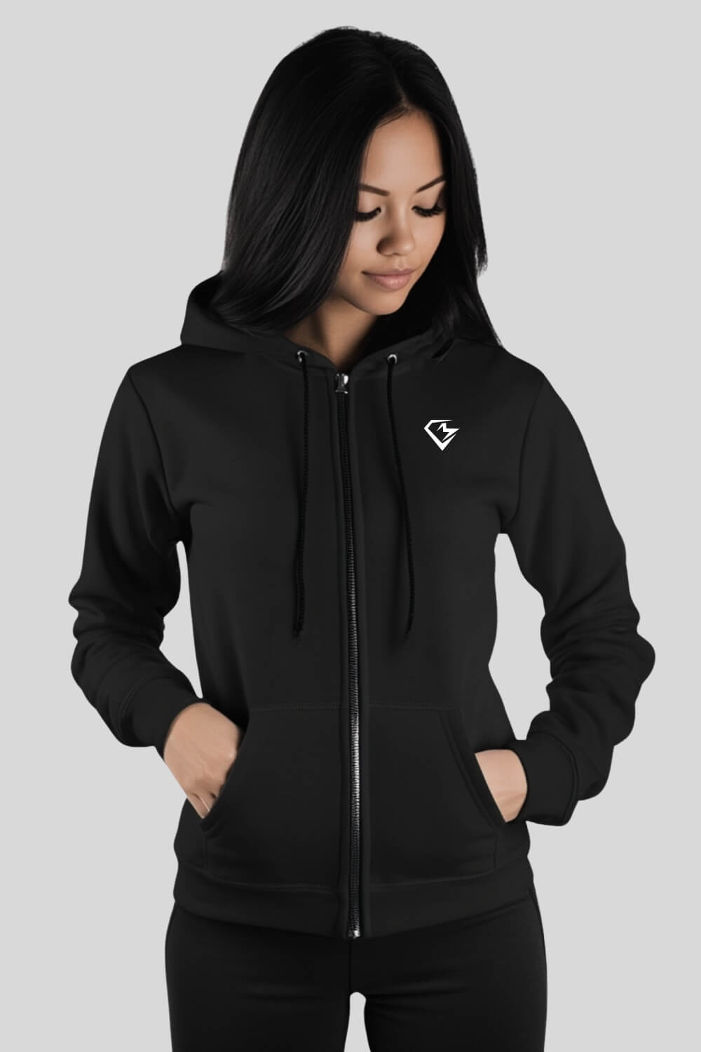 Front Athlete Zipper Black für Männer und Frauen