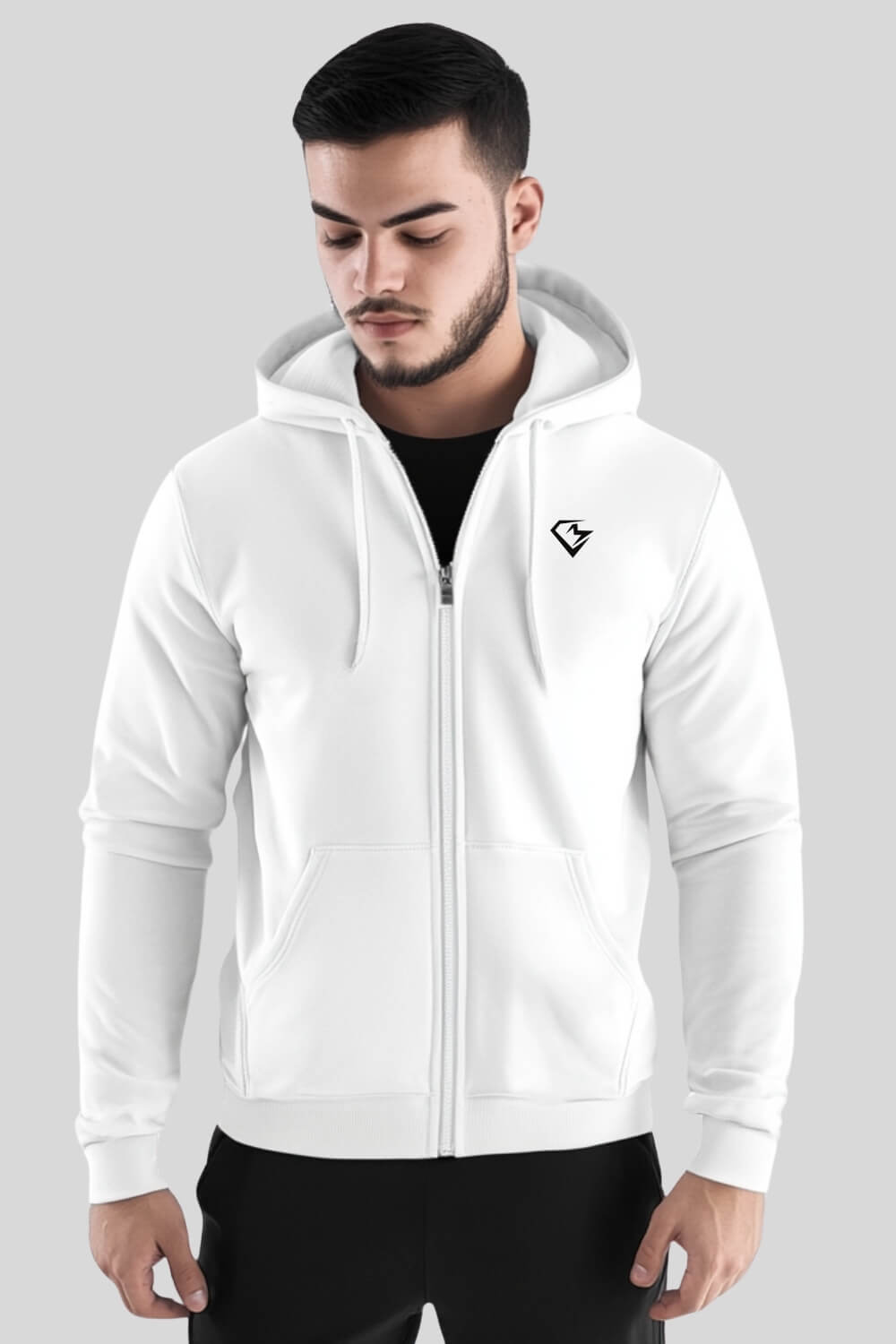 Frontansicht Athlete Zipper White für Männer und Frauen