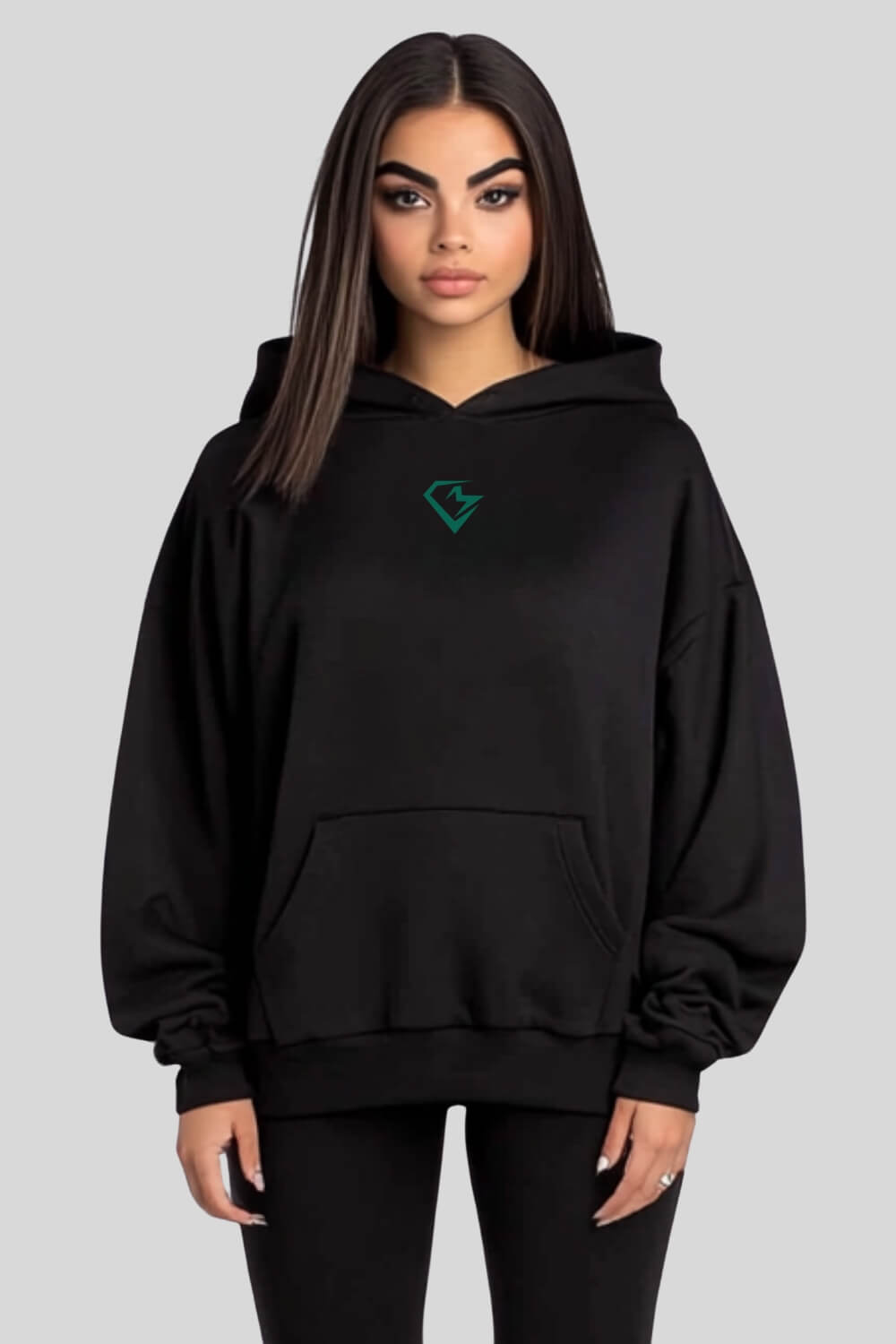 Front Awaken Oversize Hoodie Black für Männer und Frauen