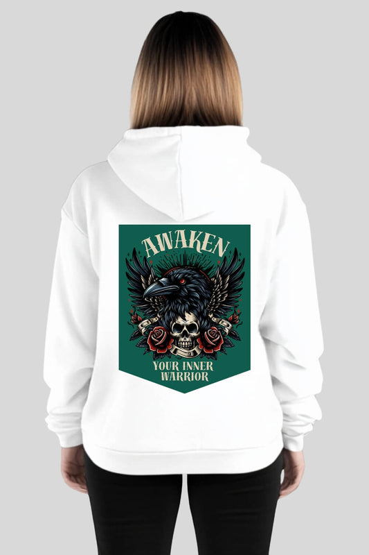 Back Awaken Oversize Hoodie White für Männer und Frauen