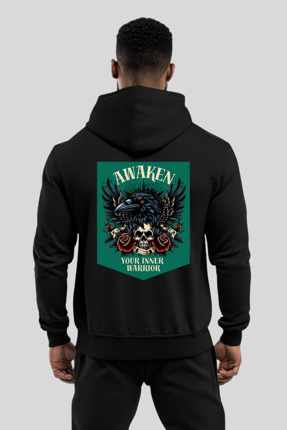 Rückansicht Awaken Zipper Black für Männer und Frauen