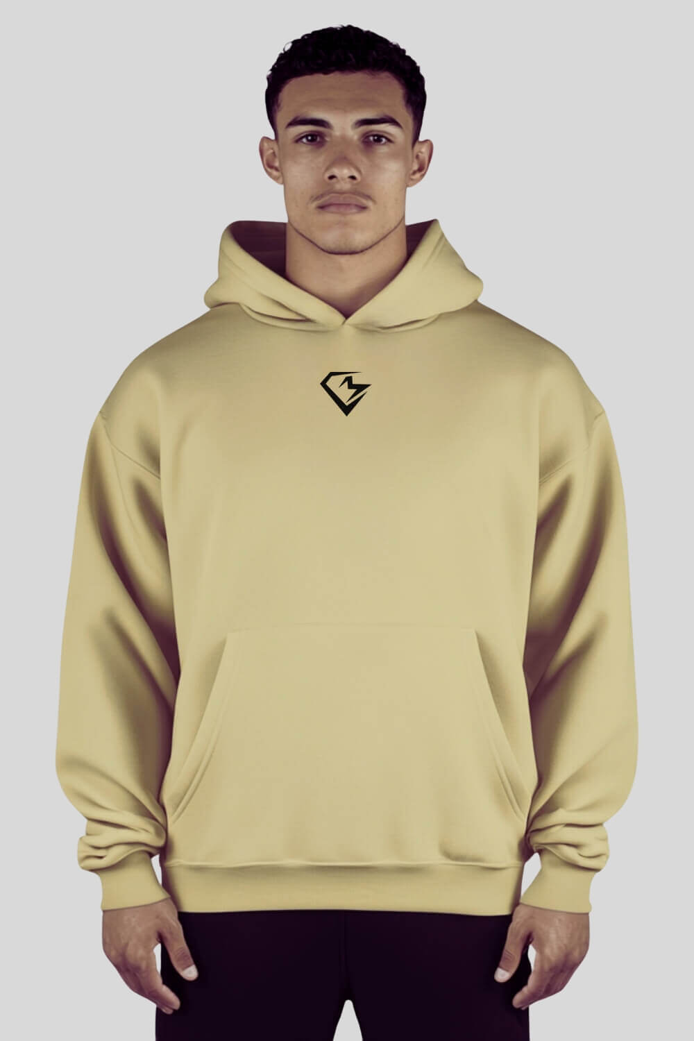 Frontansicht Beast Oversize Hoodie Sand für Männer