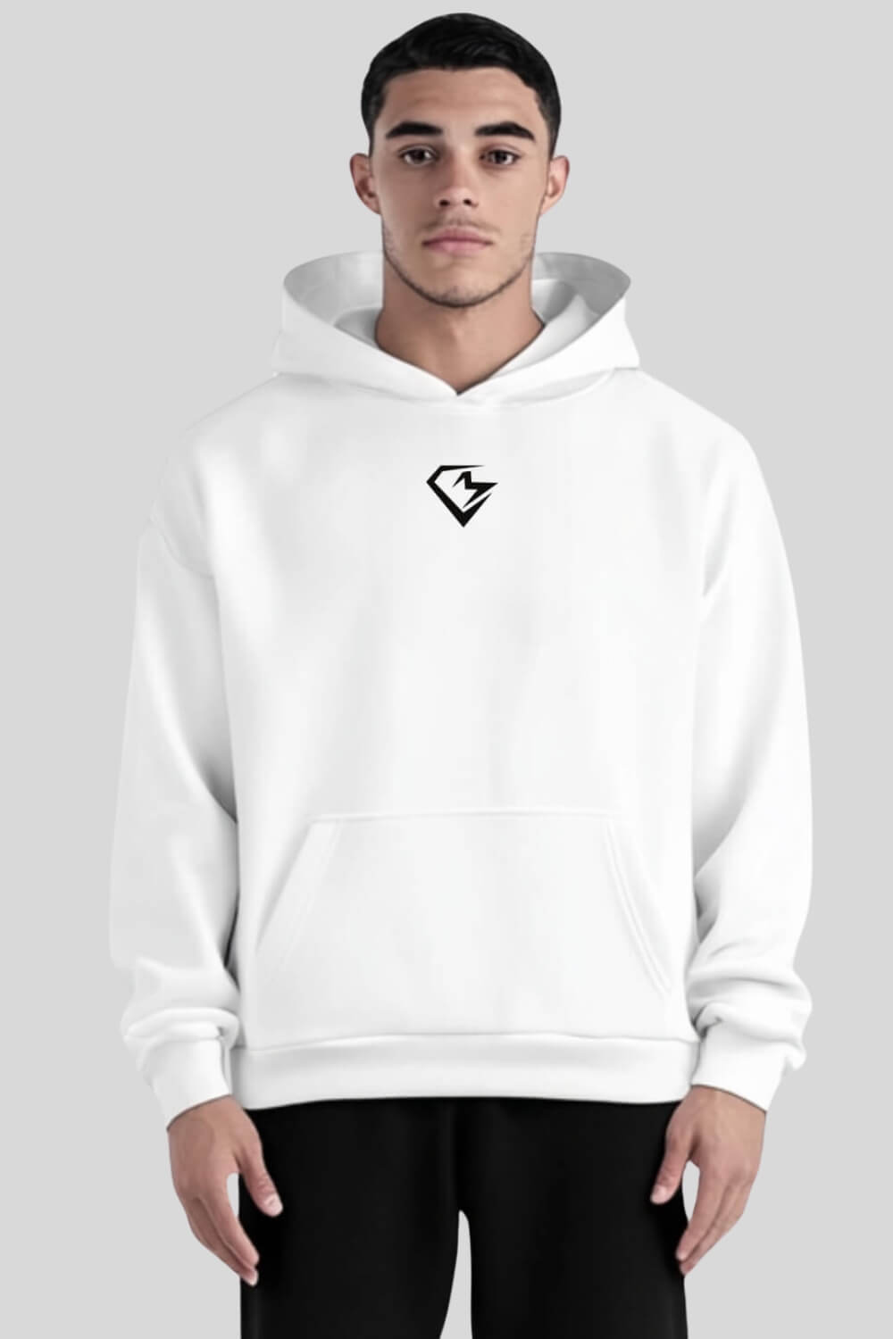 Frontansicht Beast Oversize Hoodie White für Männer