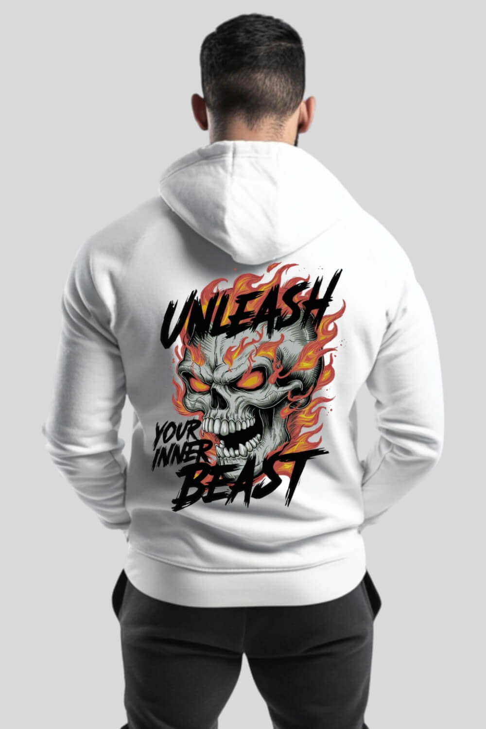 Rückansicht Beast Zipper White für Männer und Frauen