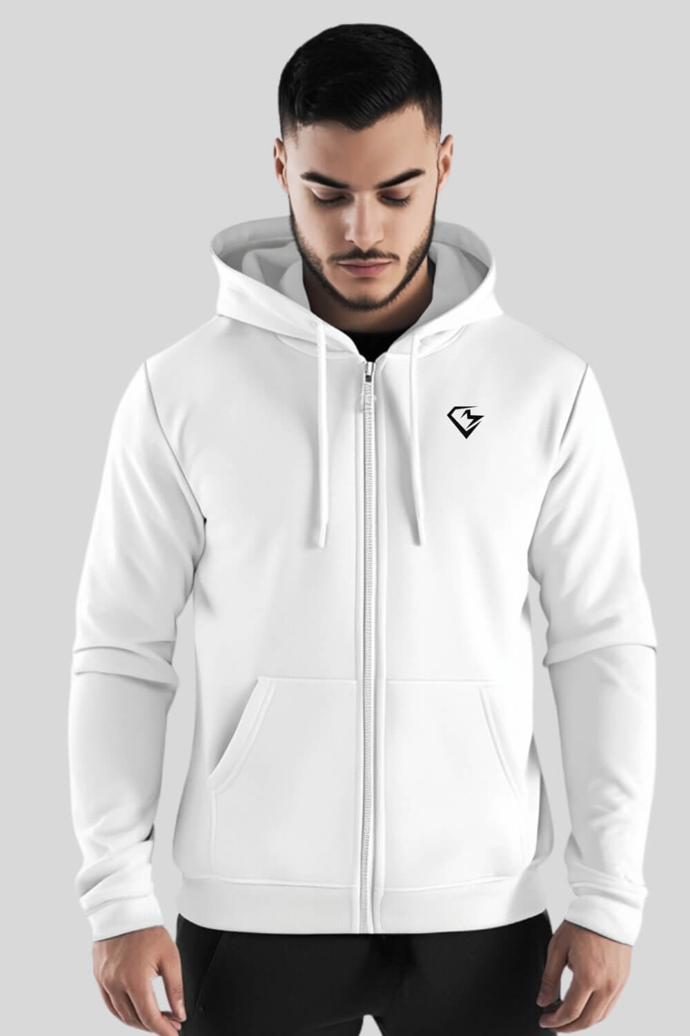 Frontansicht Beast Zipper White für Männer und Frauen