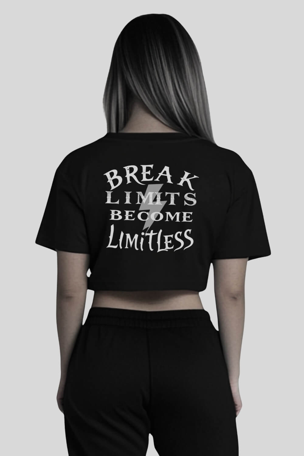 Rückansicht Break Limits Oversize Crop Top Black für Frauen