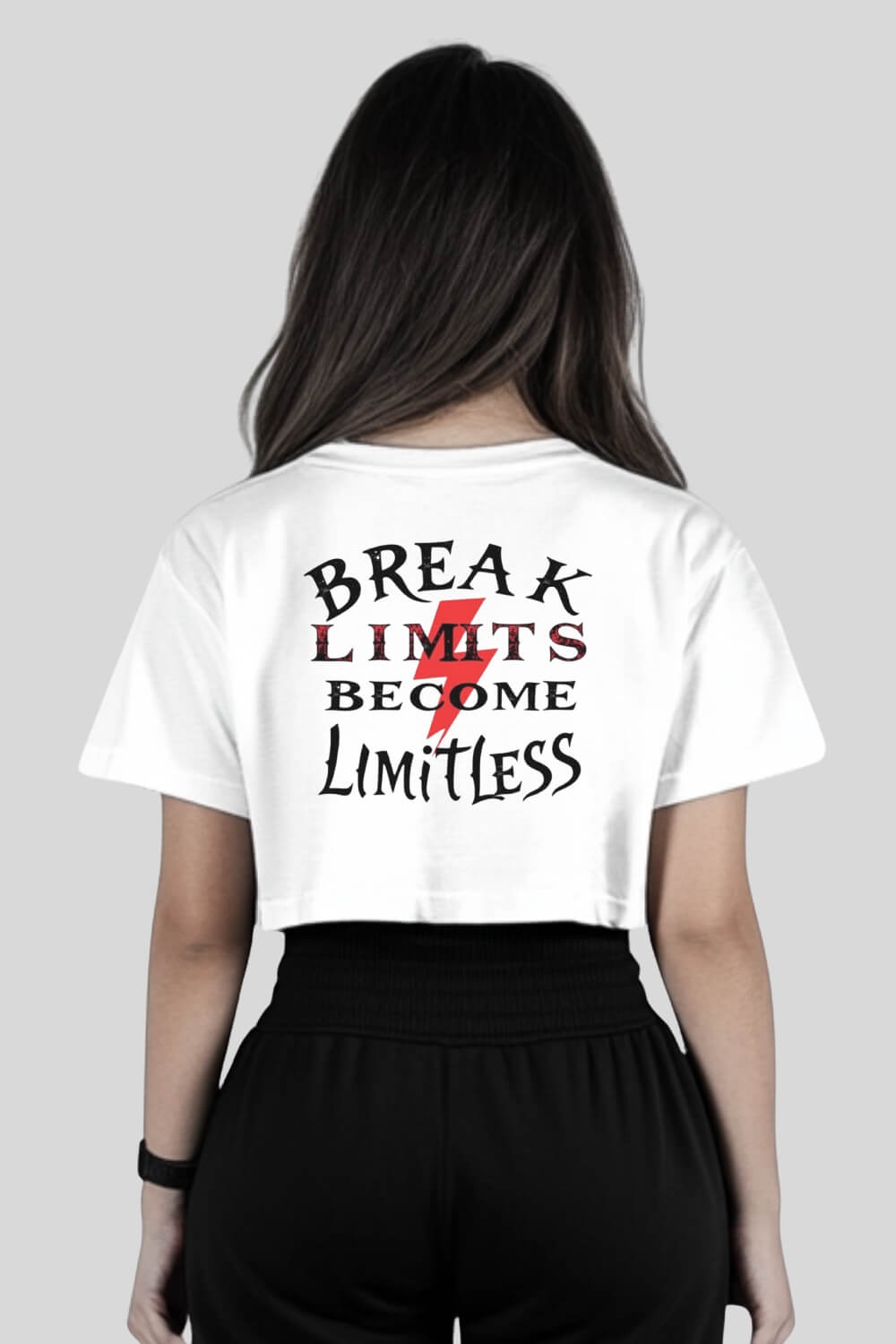 Rückansicht Break Limits Oversize Crop Top White für Frauen