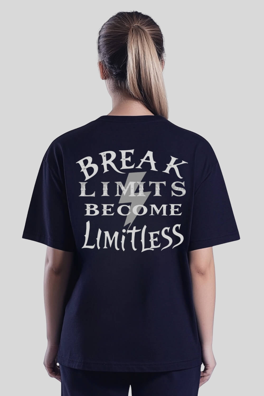 Back Break Limits Oversize T-Shirt Navy für Männer und Frauen