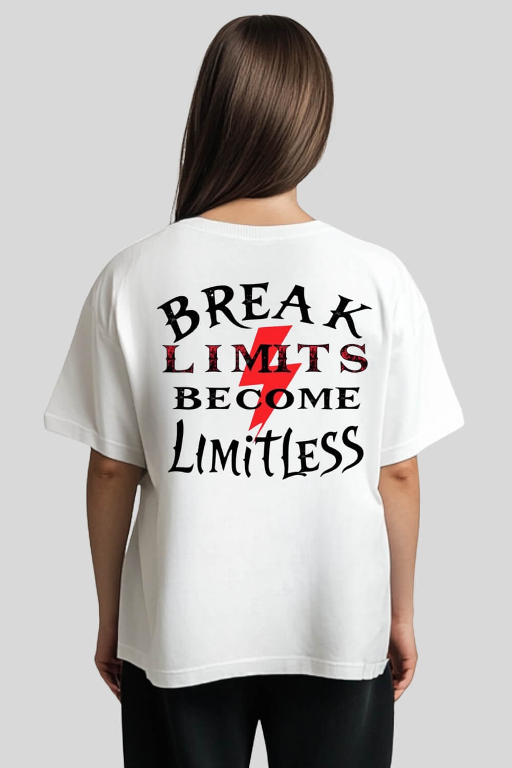 Back Break Limits Oversize T-Shirt White für Männer und Frauen