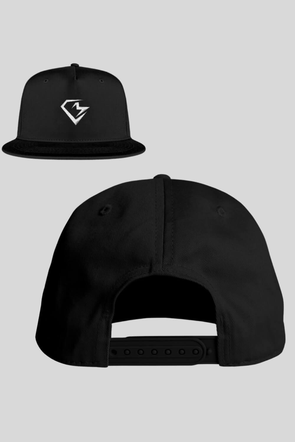 Rückansicht CM Cap Black Snapback mit Stick für Männer und Frauen