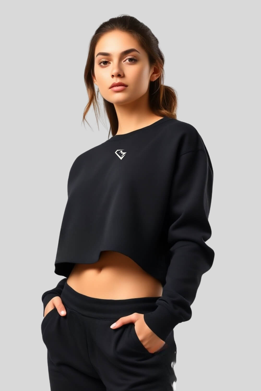 Frontansicht Choose Crop Sweatshirt Black für Frauen