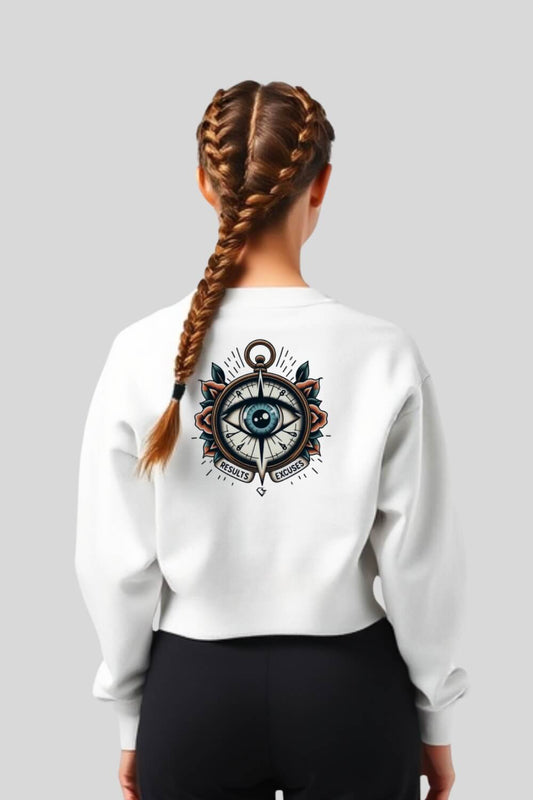 Rückansicht Choose Crop Sweatshirt White für Frauen