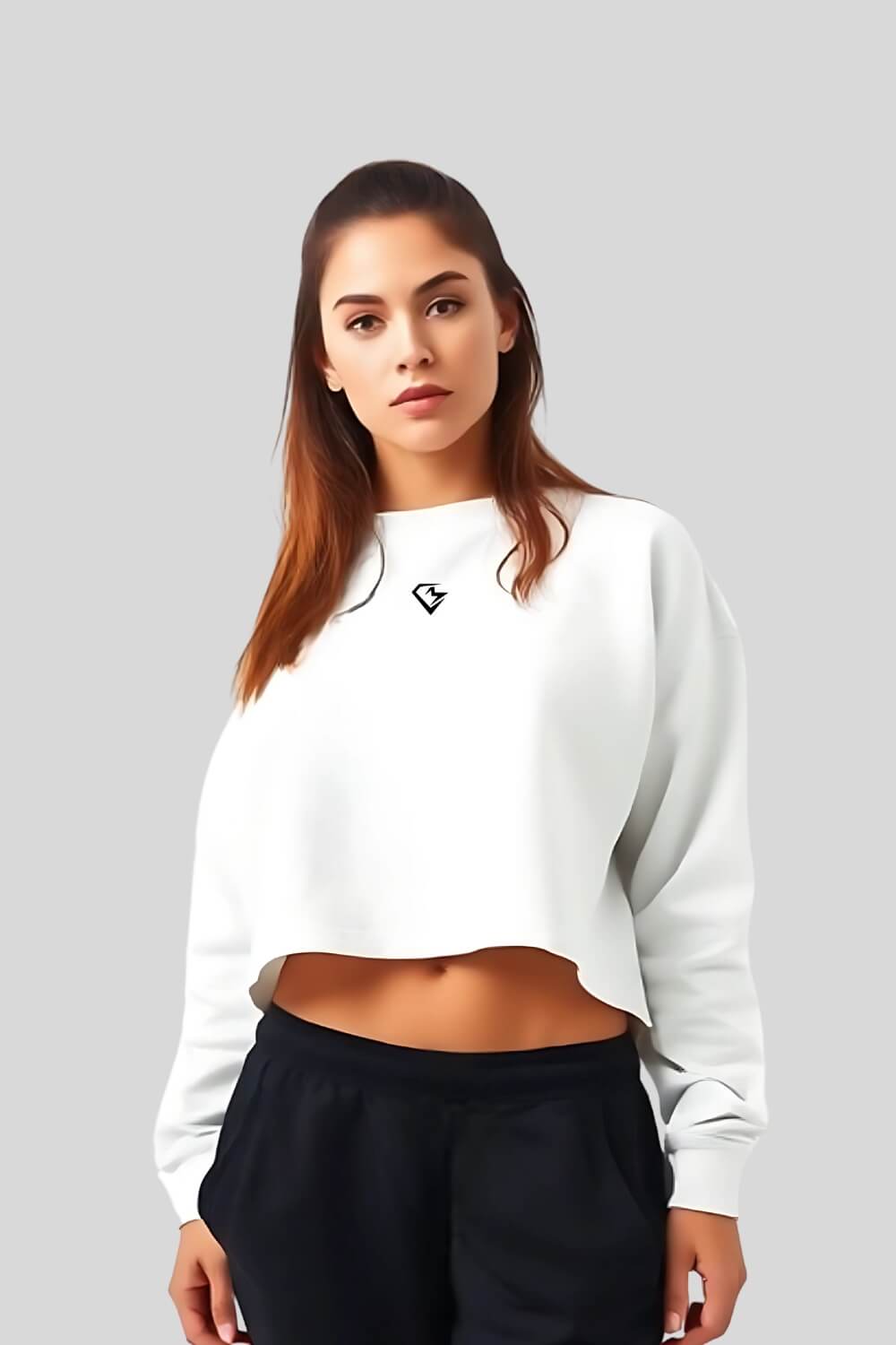 Frontansicht Choose Crop Sweatshirt White für Frauen