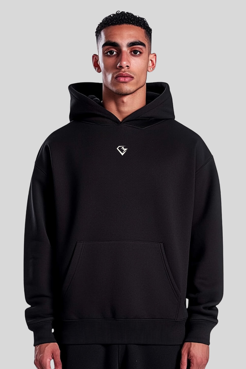 Frontansicht Choose Oversize Hoodie Black für Männer und Frauen