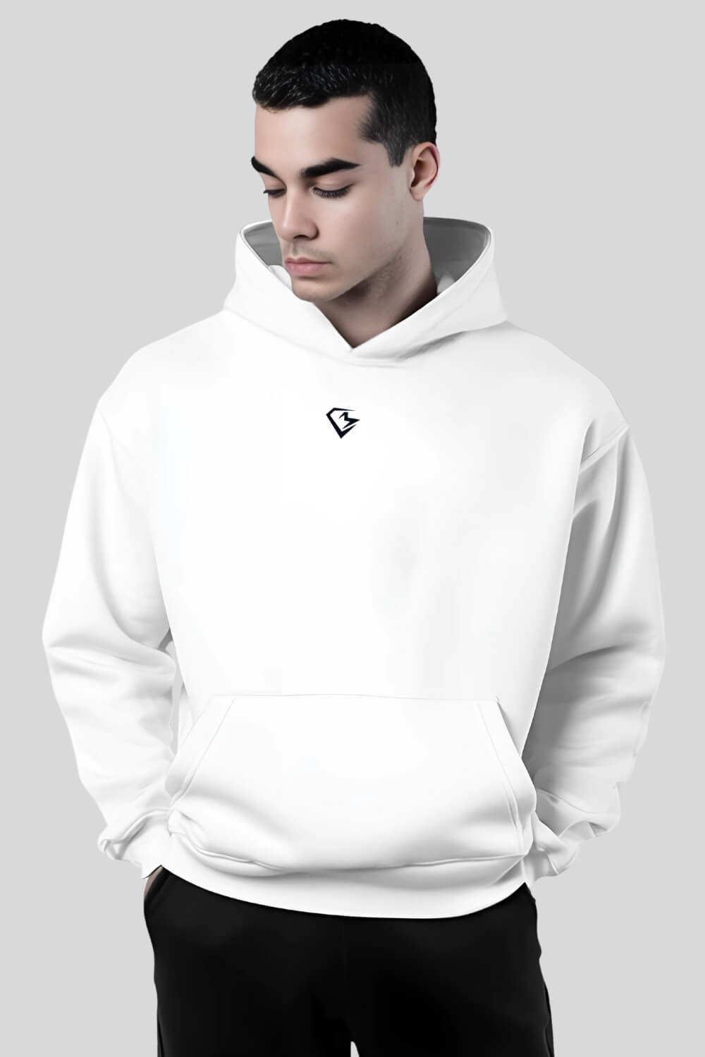 Frontansicht Choose Oversize Hoodie White für Männer und Frauen