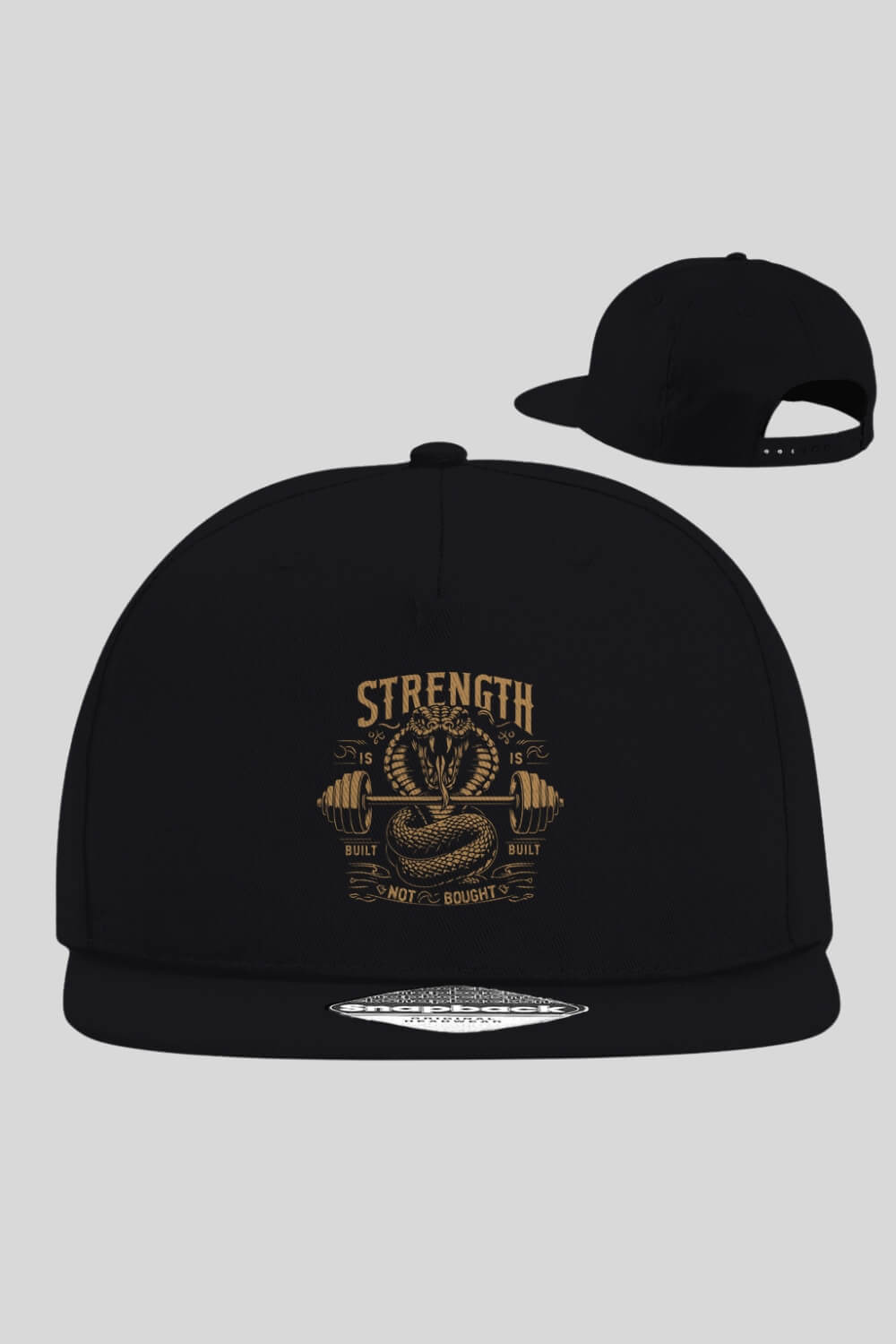 Frontansicht Cobra Cap Black Snapback für Männer und Frauen