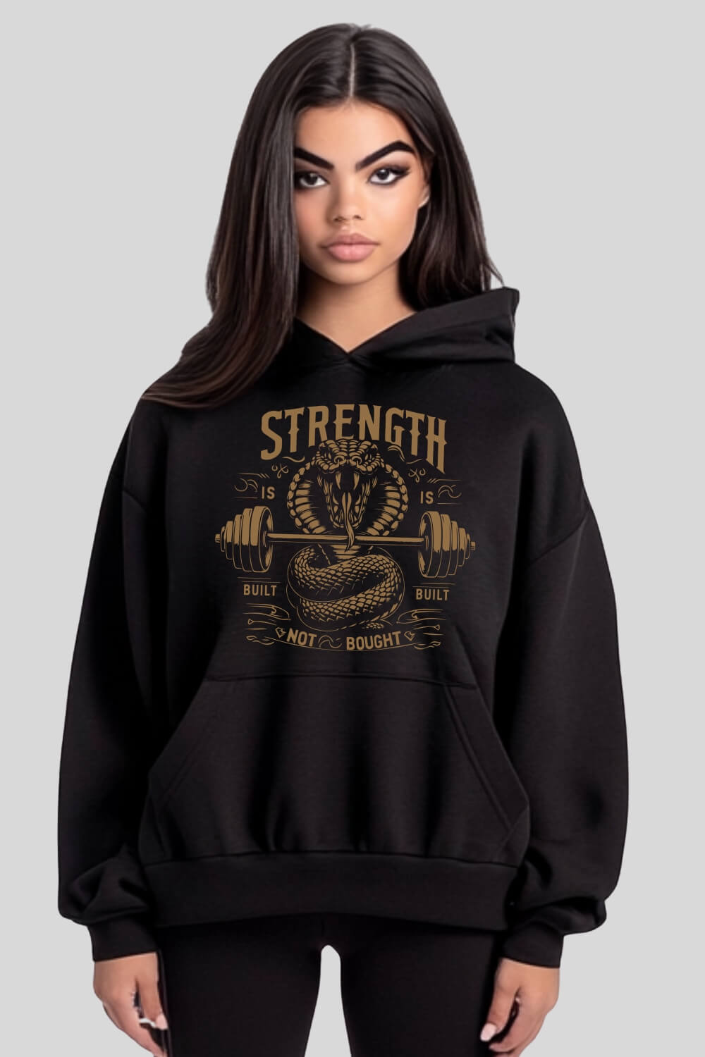 Front Cobra Oversize Hoodie Black für Männer und Frauen