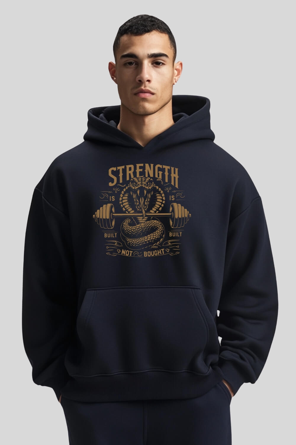 Frontansicht Cobra Oversize Hoodie Navy für Männer und Frauen