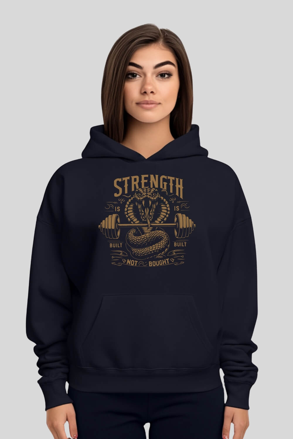 Front Cobra Oversize Hoodie Navy für Männer und Frauen