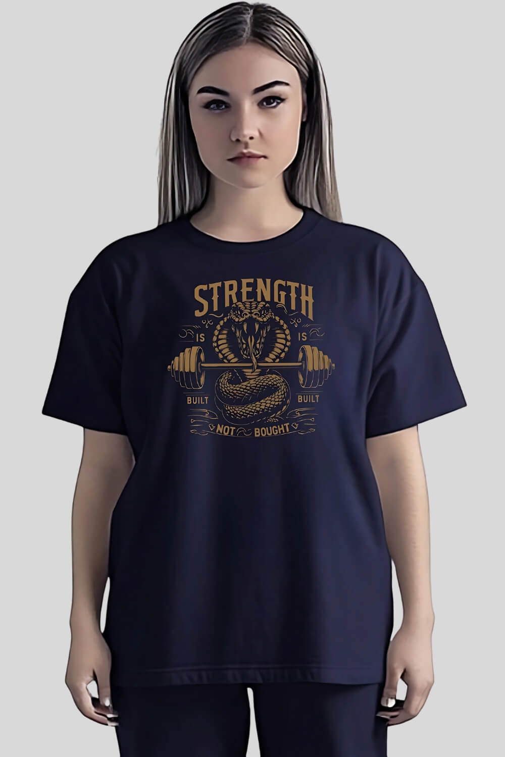 Front Cobra Oversize T-Shirt Navy für Männer und Frauen