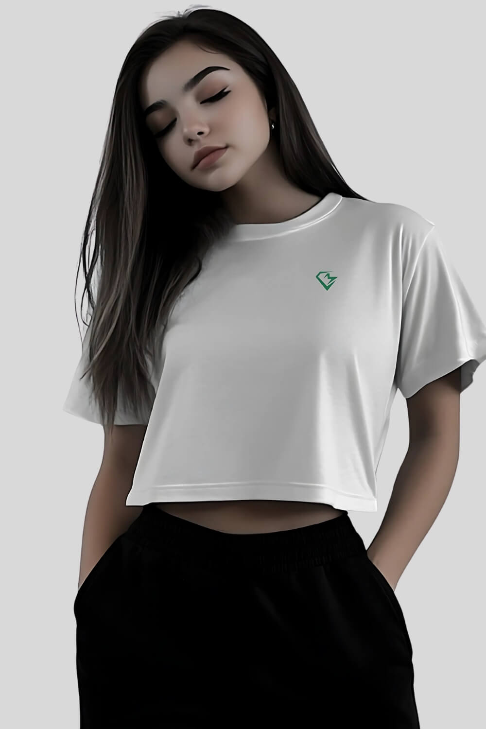 Frontansicht Cosmic Oversize Crop Top White für Frauen