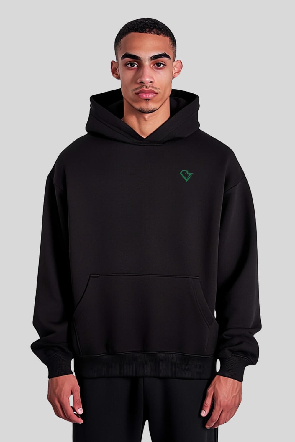 Frontansicht Cosmic Oversize Hoodie Black für Männer und Frauen