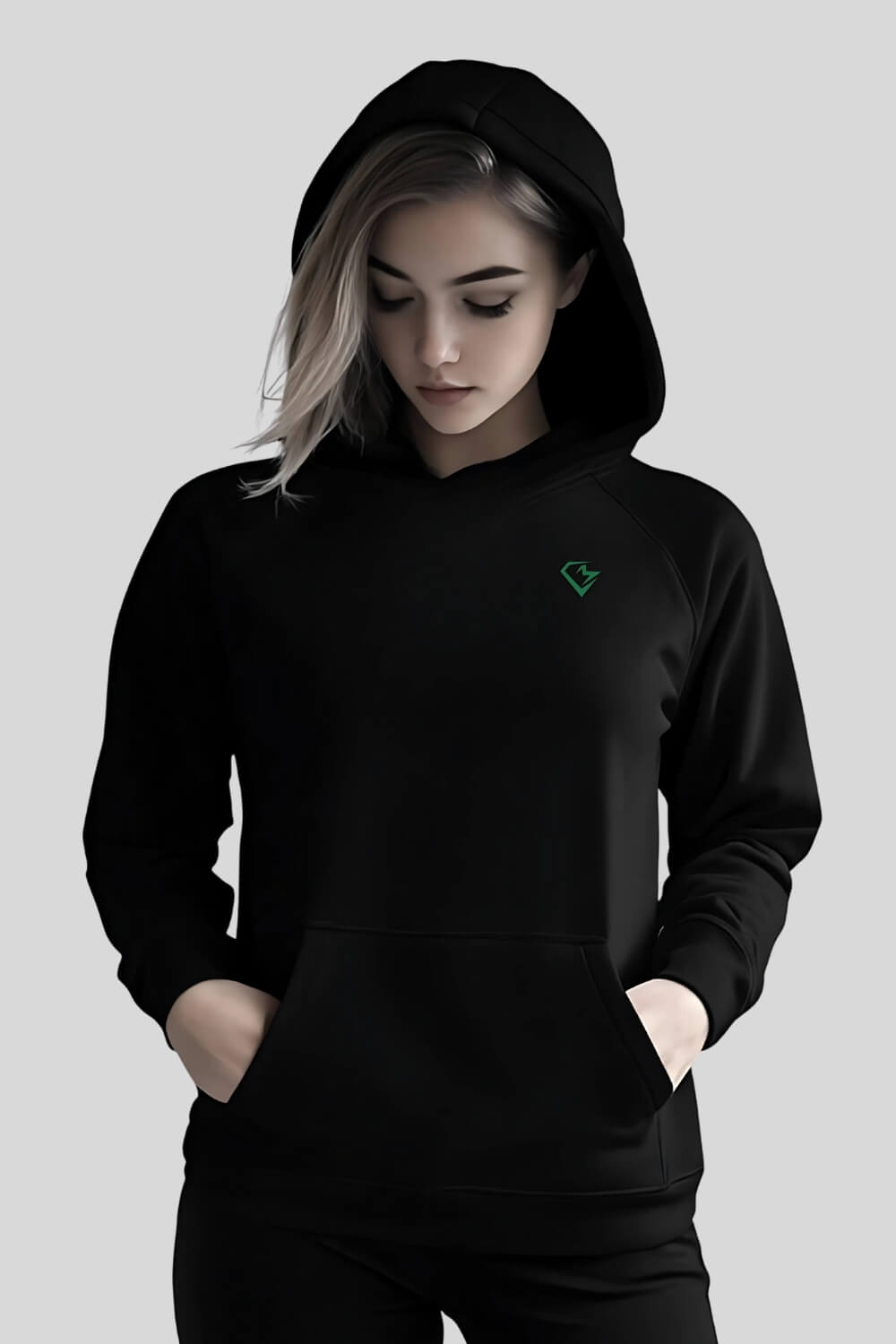 Front Cosmic Oversize Hoodie Black für Männer und Frauen