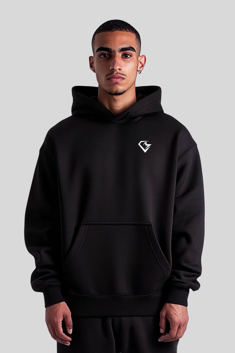 Frontansicht Discipline Oversize Hoodie Black für Männer und Frauen