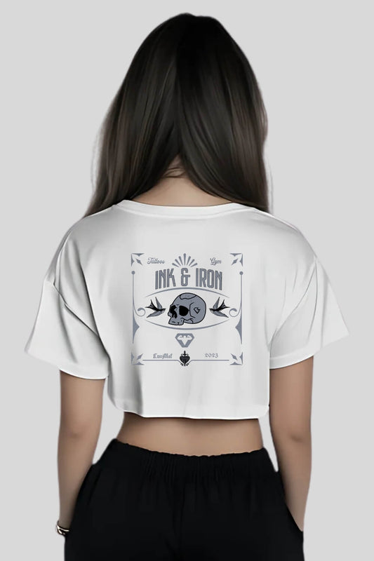 Rückansicht Ink Oversize Crop Top White für Frauen