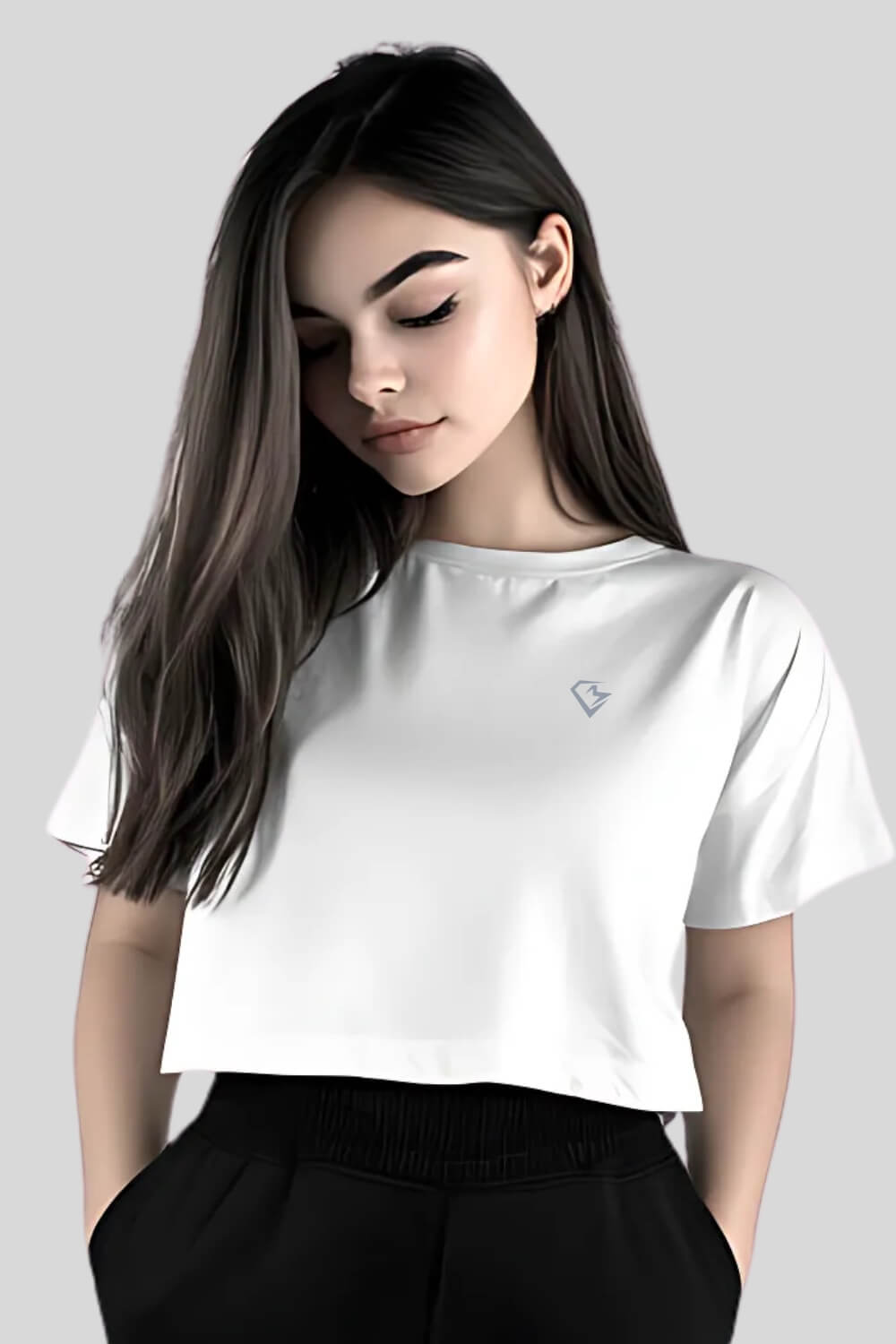 Frontansicht Ink Oversize Crop Top White für Frauen