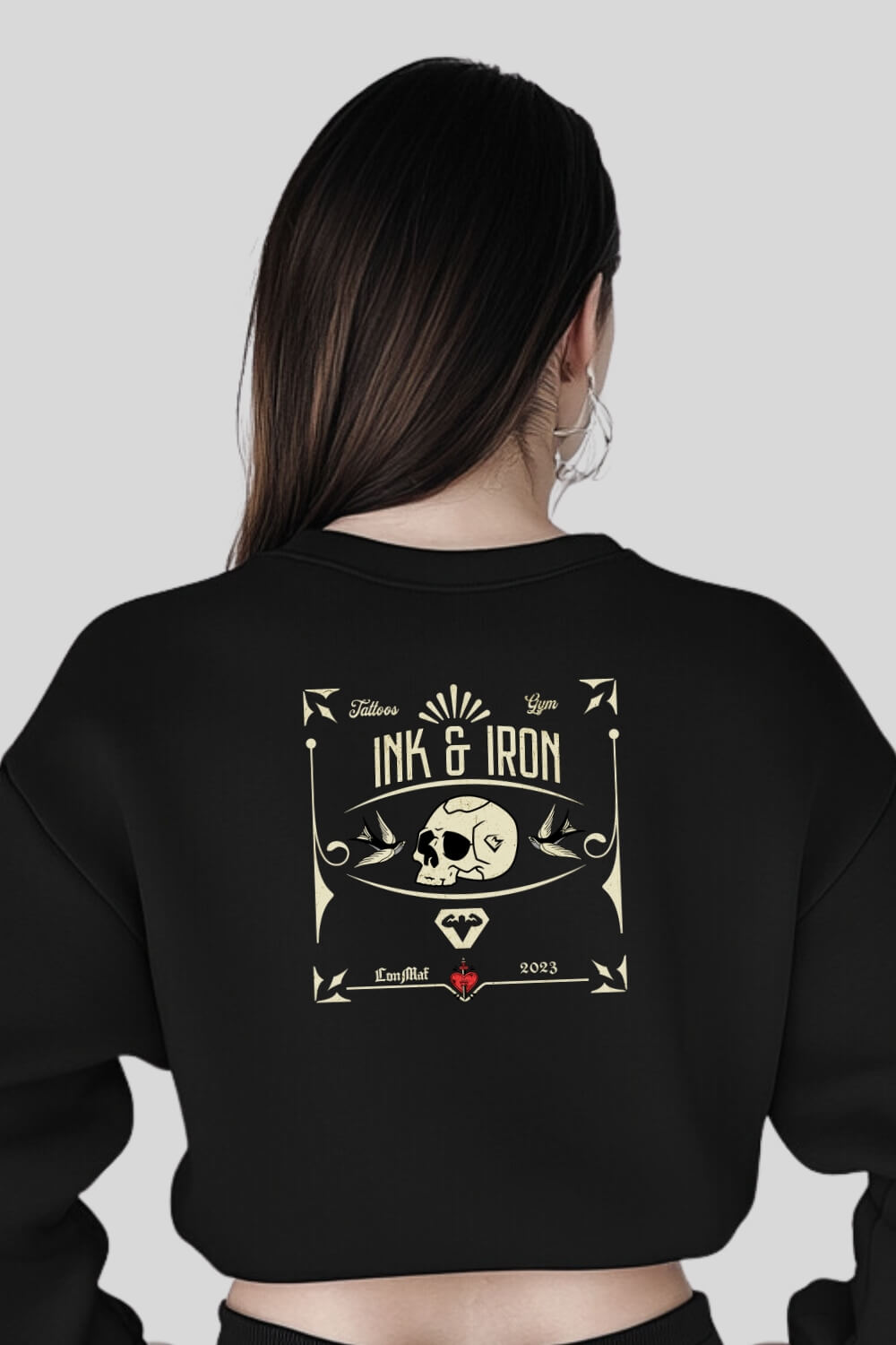 Rückansicht Ink Crop Sweatshirt Black für Frauen